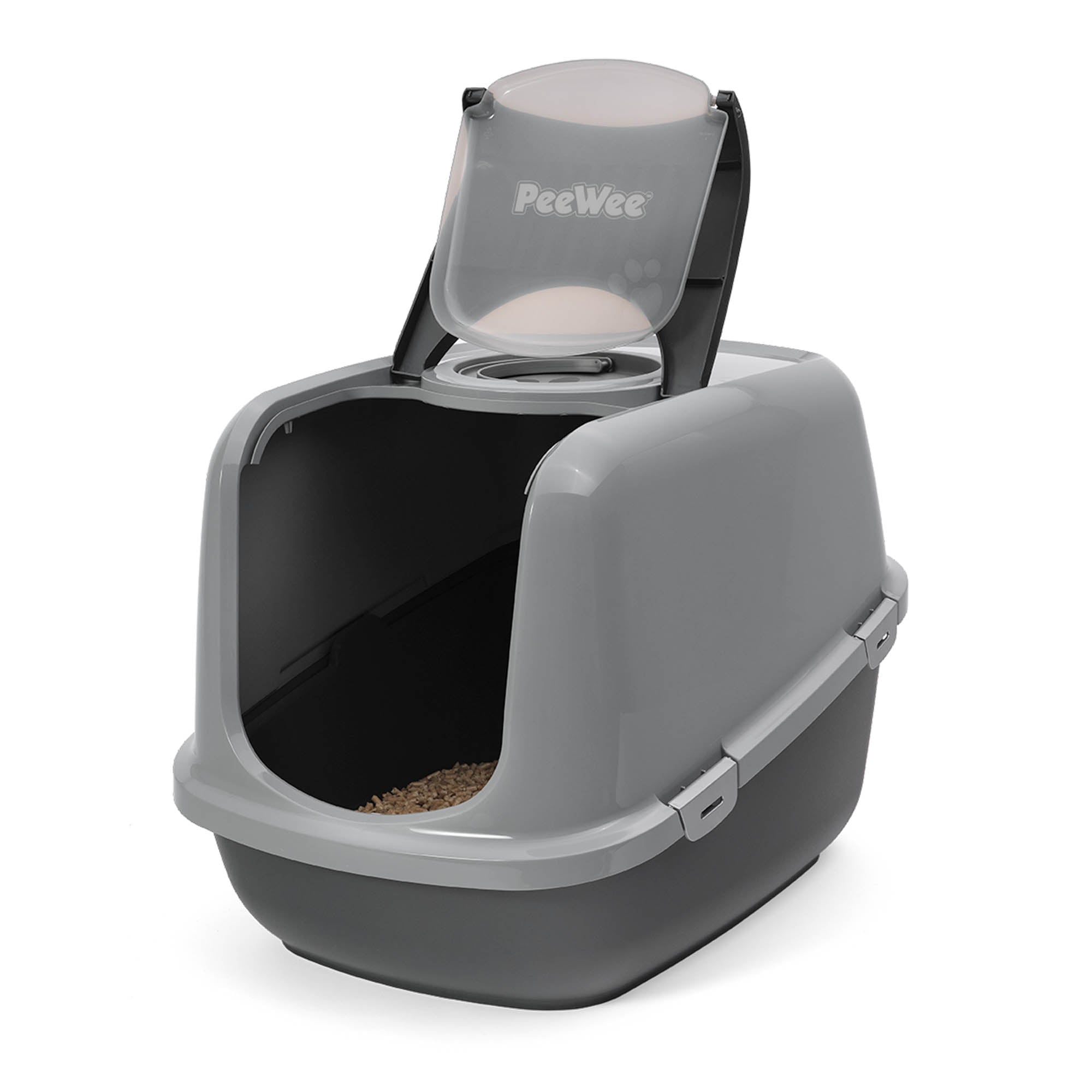 PeeWee EcoDome XXL kuweta z obudową, szary – zestaw startowy + 3 kg żwirku (peletu) drzewnego