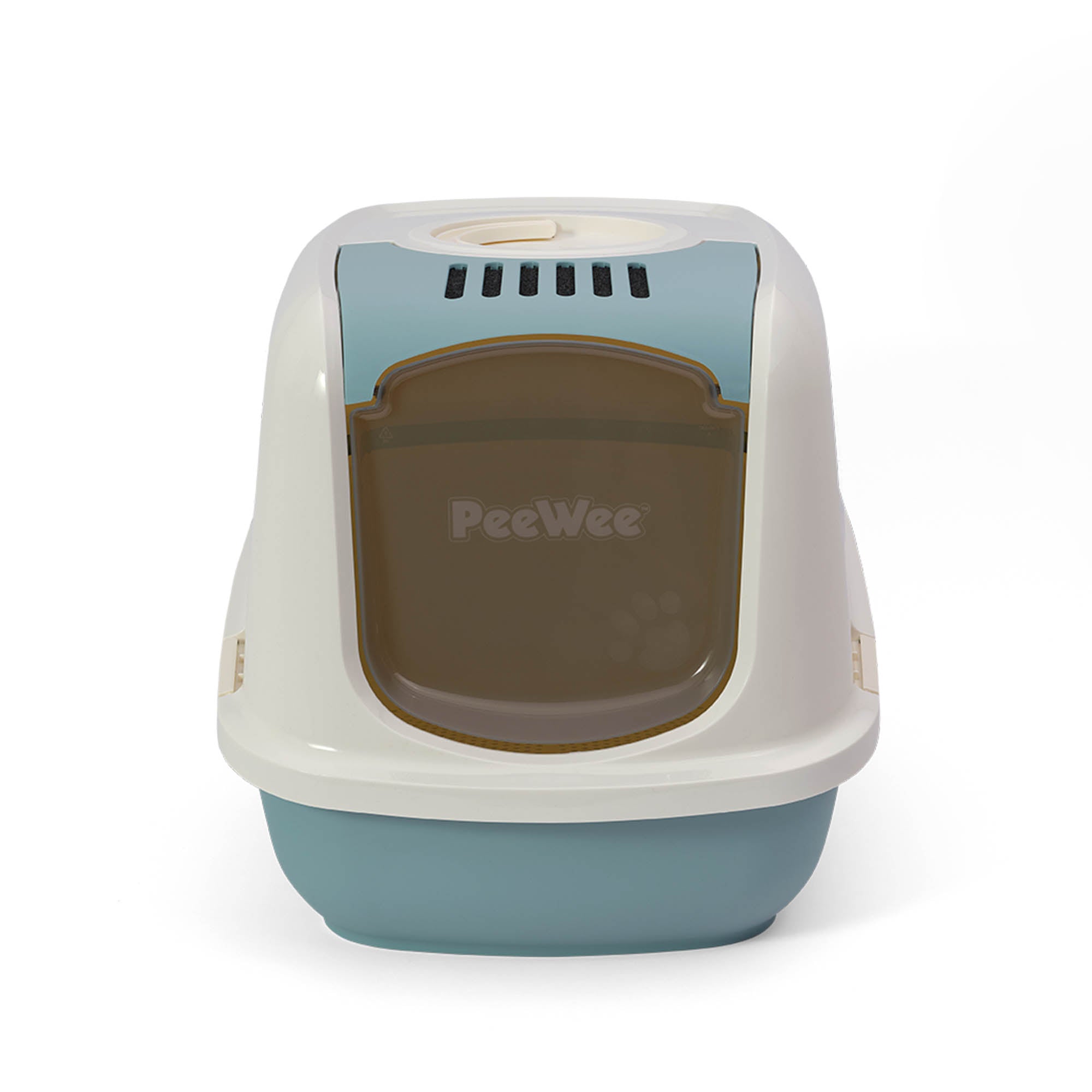 PeeWee EcoDome XXL kuweta z obudową, gołębi błękit – zestaw startowy + 3 kg żwirku (peletu) drzewnego