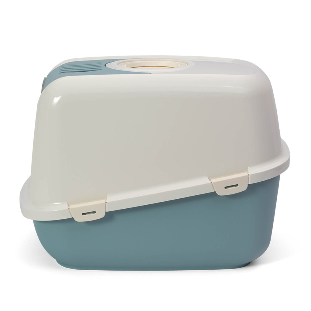 PeeWee EcoDome XXL kuweta z obudową, gołębi błękit – zestaw startowy + 3 kg żwirku (peletu) drzewnego