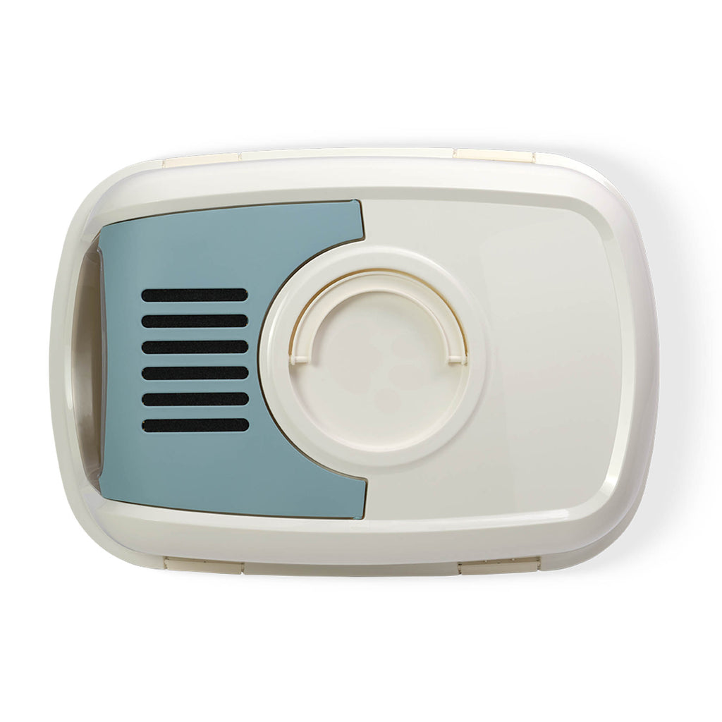 PeeWee EcoDome XXL kuweta z obudową, gołębi błękit – zestaw startowy + 3 kg żwirku (peletu) drzewnego