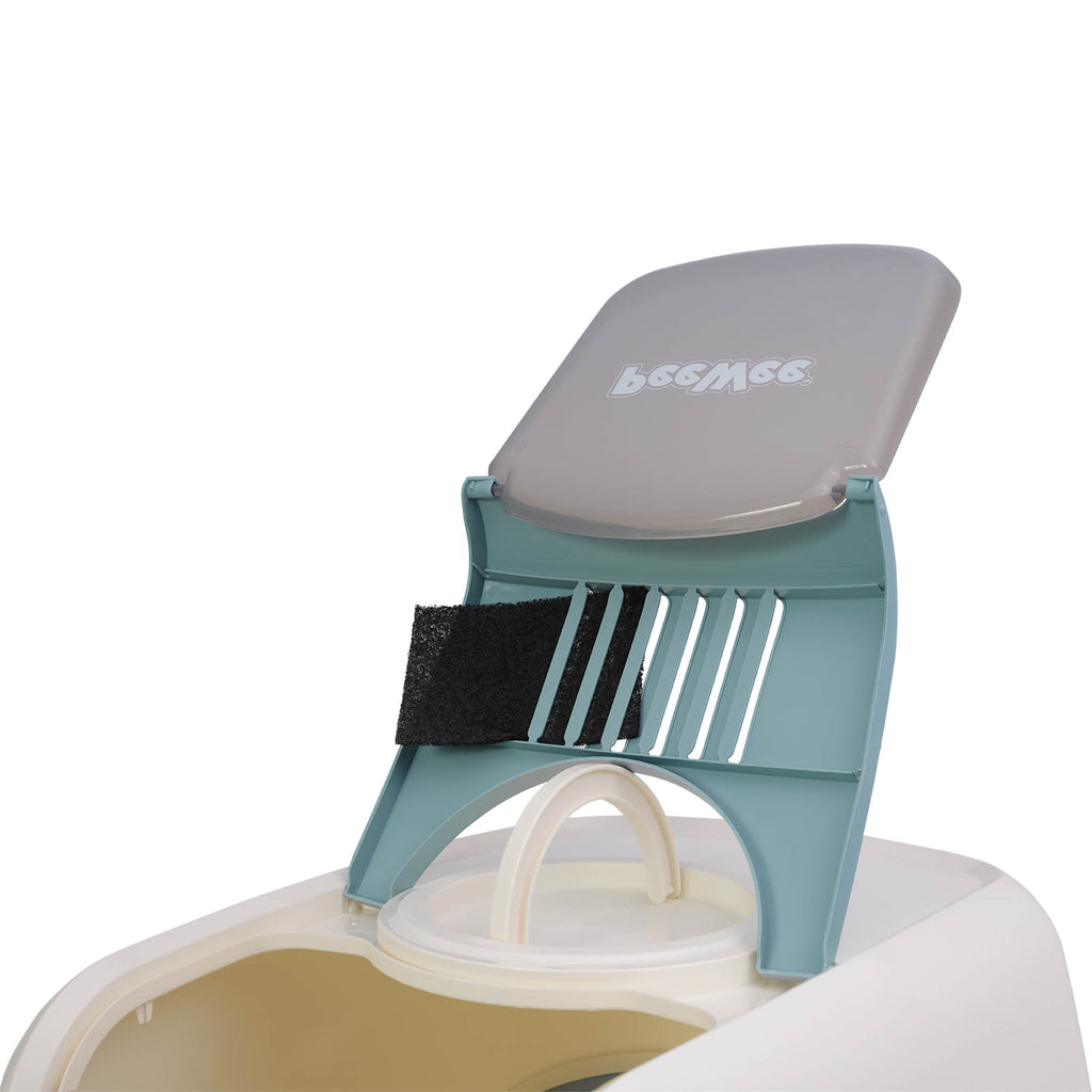 PeeWee EcoDome XXL kuweta z obudową, gołębi błękit – zestaw startowy + 3 kg żwirku (peletu) drzewnego