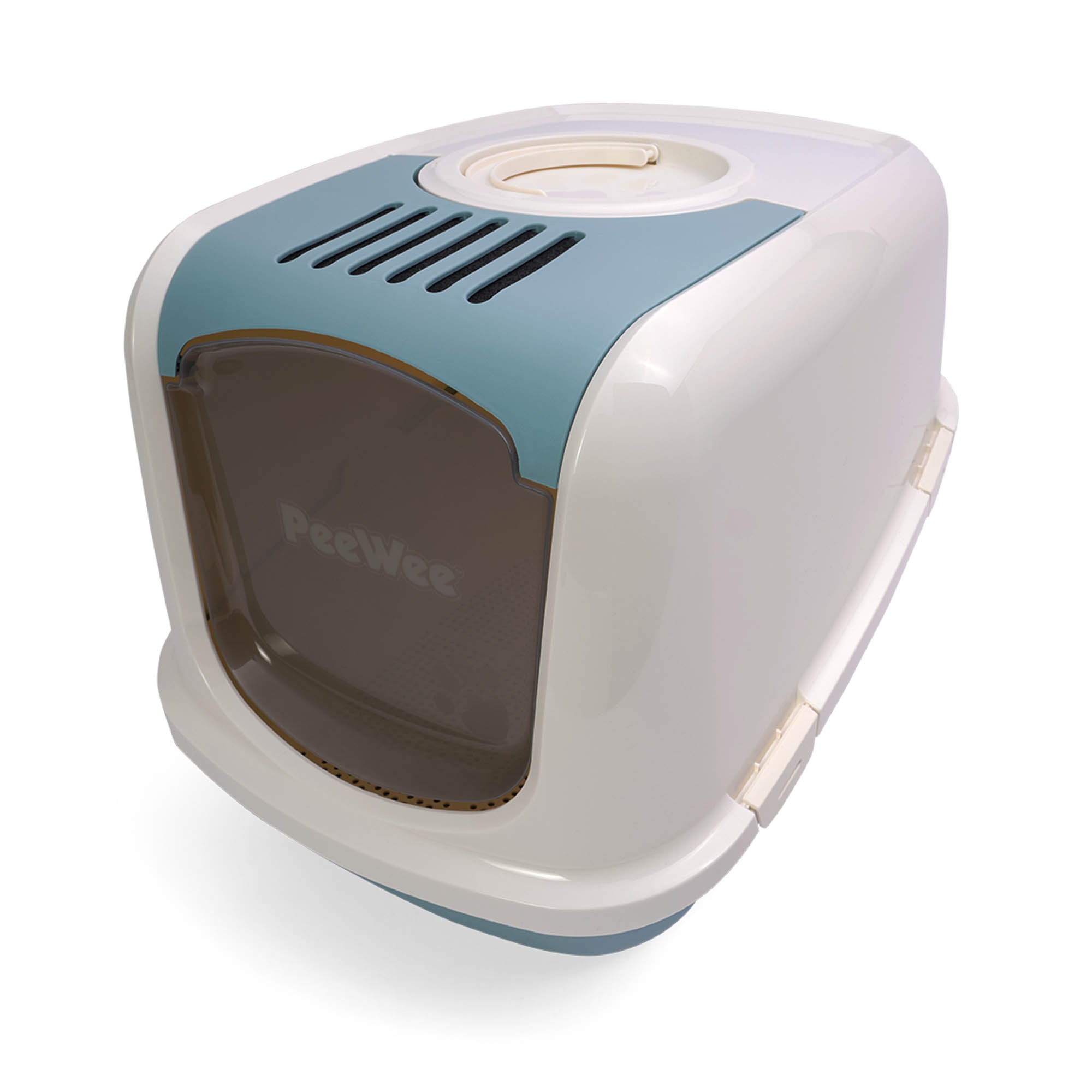 PeeWee EcoDome XXL kuweta z obudową, gołębi błękit – zestaw startowy + 3 kg żwirku (peletu) drzewnego