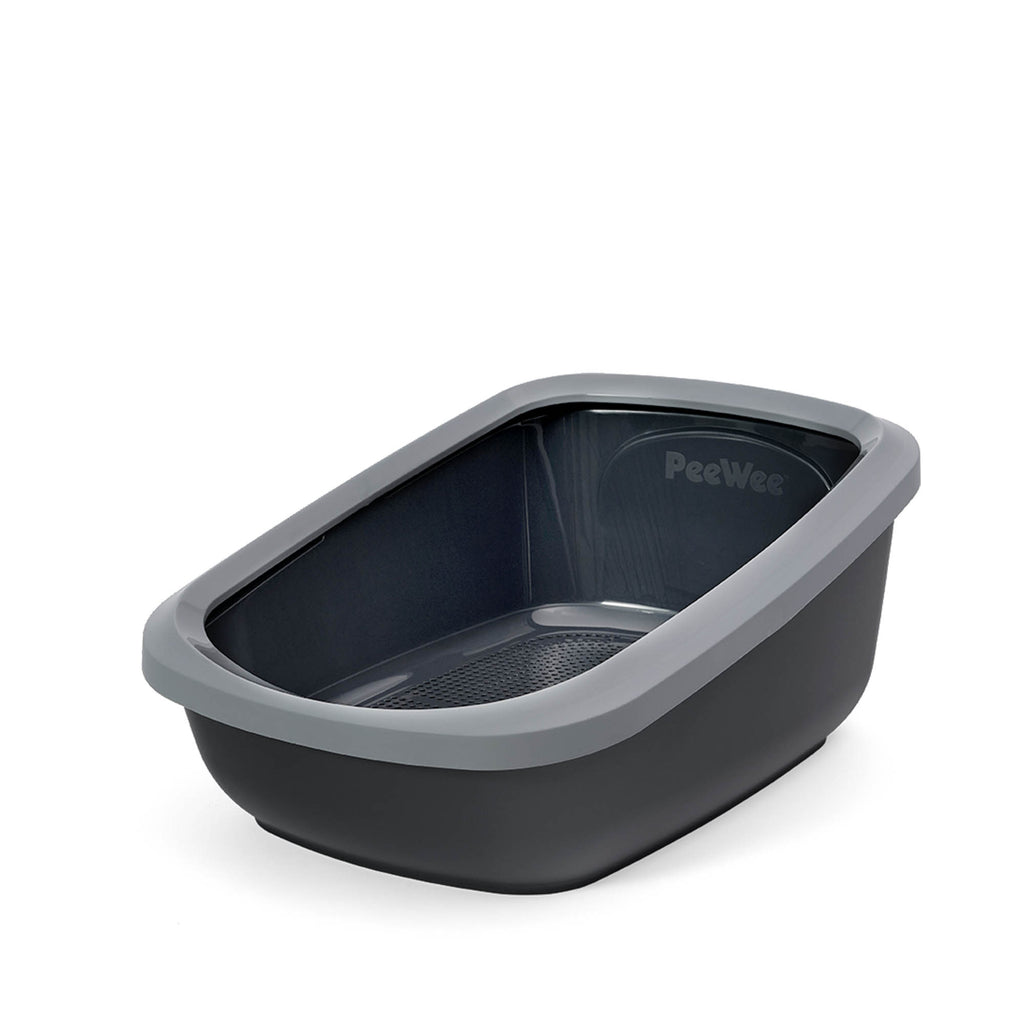 PeeWee EcoGranda XXL otwarta kuweta, szary – zestaw startowy + 3 kg żwirku (peletu) drzewnego
