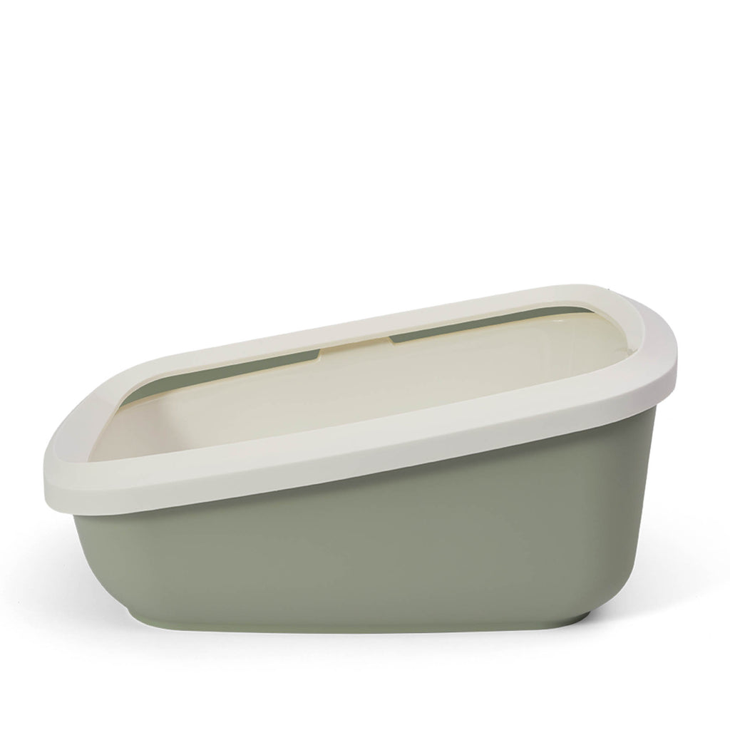 PeeWee EcoGranda XXL otwarta kuweta, szałwiowa – zestaw startowy + 3 kg żwirku (peletu) drzewnego