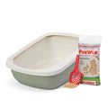 PeeWee EcoGranda XXL otwarta kuweta, szałwiowa – zestaw startowy + 3 kg żwirku (peletu) drzewnego