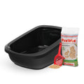 PeeWee EcoGranda XXL otwarta kuweta, czarny – zestaw startowy + 3 kg żwirku (peletu) drzewnego