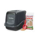 PeeWee EcoHus kuweta z obudową, antracytowo-czarny – zestaw startowy + 3 kg żwirku (peletu) drzewnego