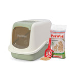 PeeWee EcoHus kuweta z obudową, szałwiowa – zestaw startowy + 3 kg żwirku (peletu) drzewnego