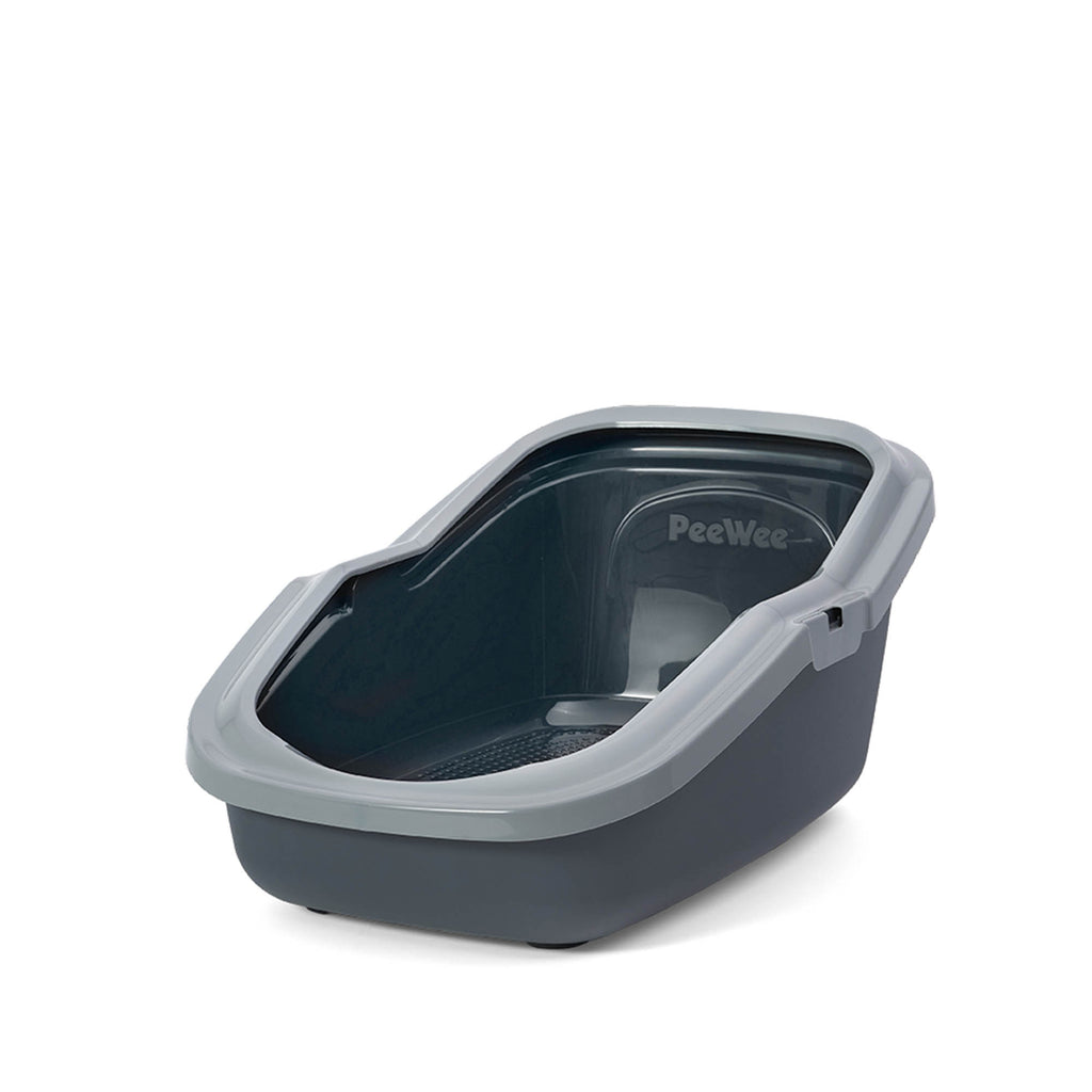 PeeWee EcoMinor otwarta kuweta, szary – zestaw startowy + 3 kg żwirku (peletu) drzewnego