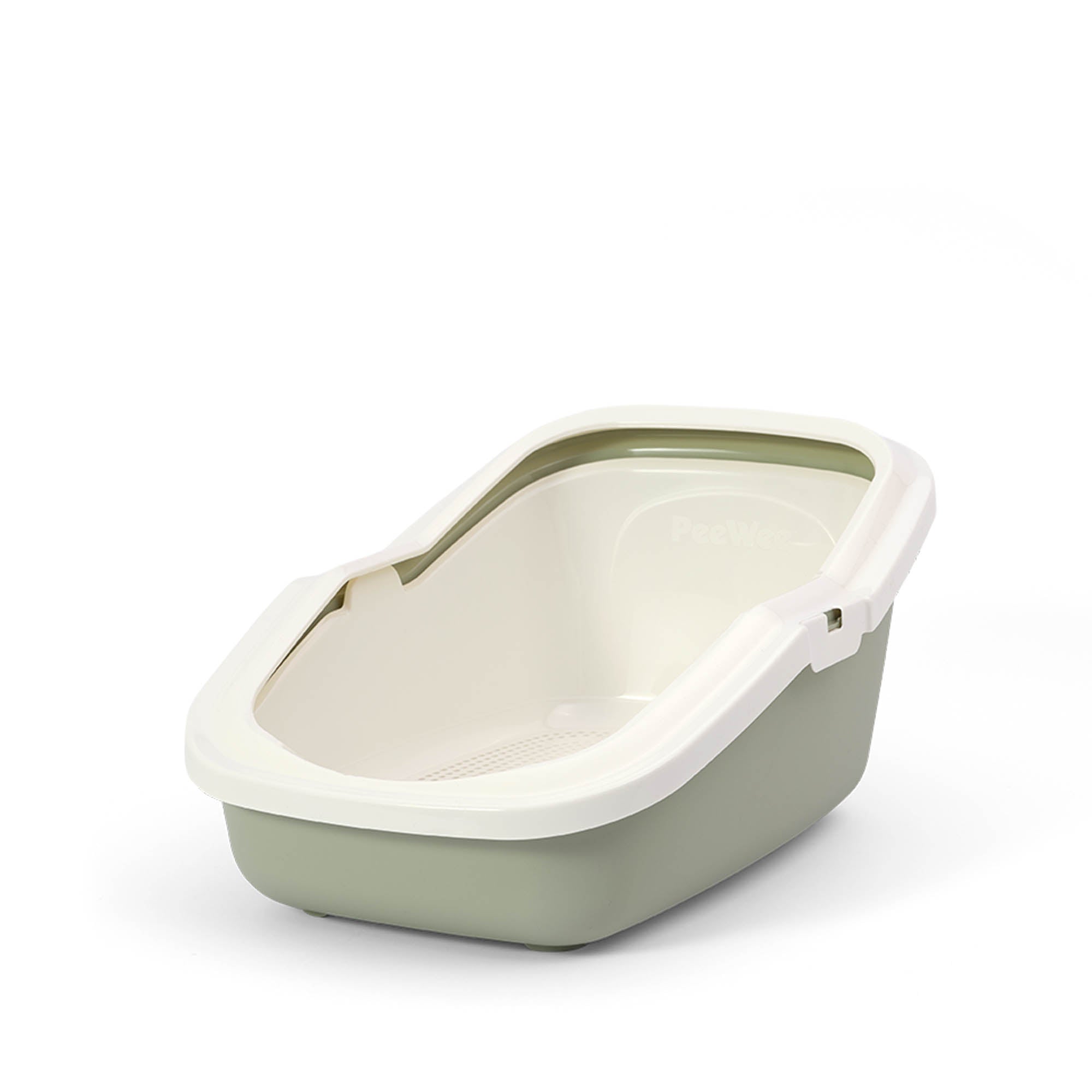 PeeWee EcoMinor otwarta kuweta, szałwiowa – zestaw startowy + 3 kg żwirku (peletu) drzewnego