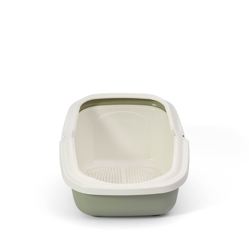 PeeWee EcoMinor otwarta kuweta, szałwiowa – zestaw startowy + 3 kg żwirku (peletu) drzewnego
