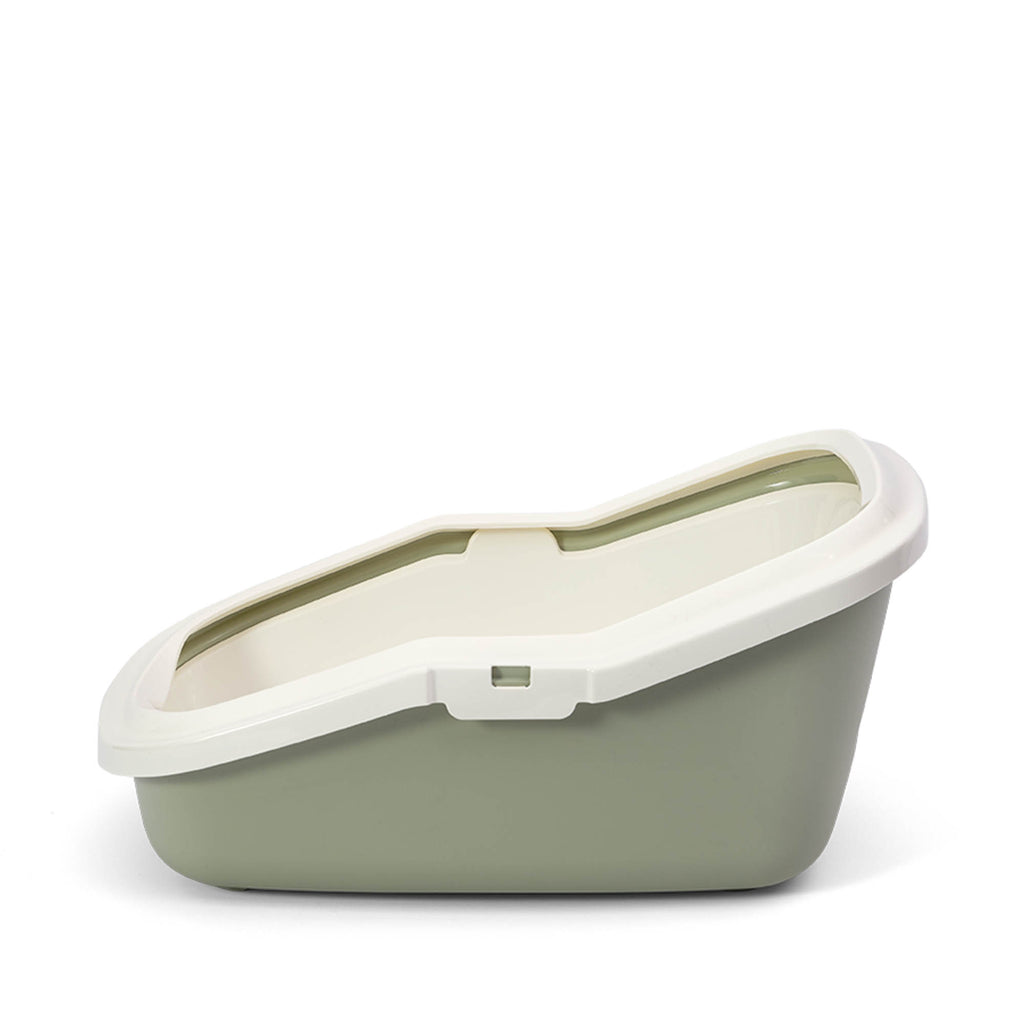 PeeWee EcoMinor otwarta kuweta, szałwiowa – zestaw startowy + 3 kg żwirku (peletu) drzewnego