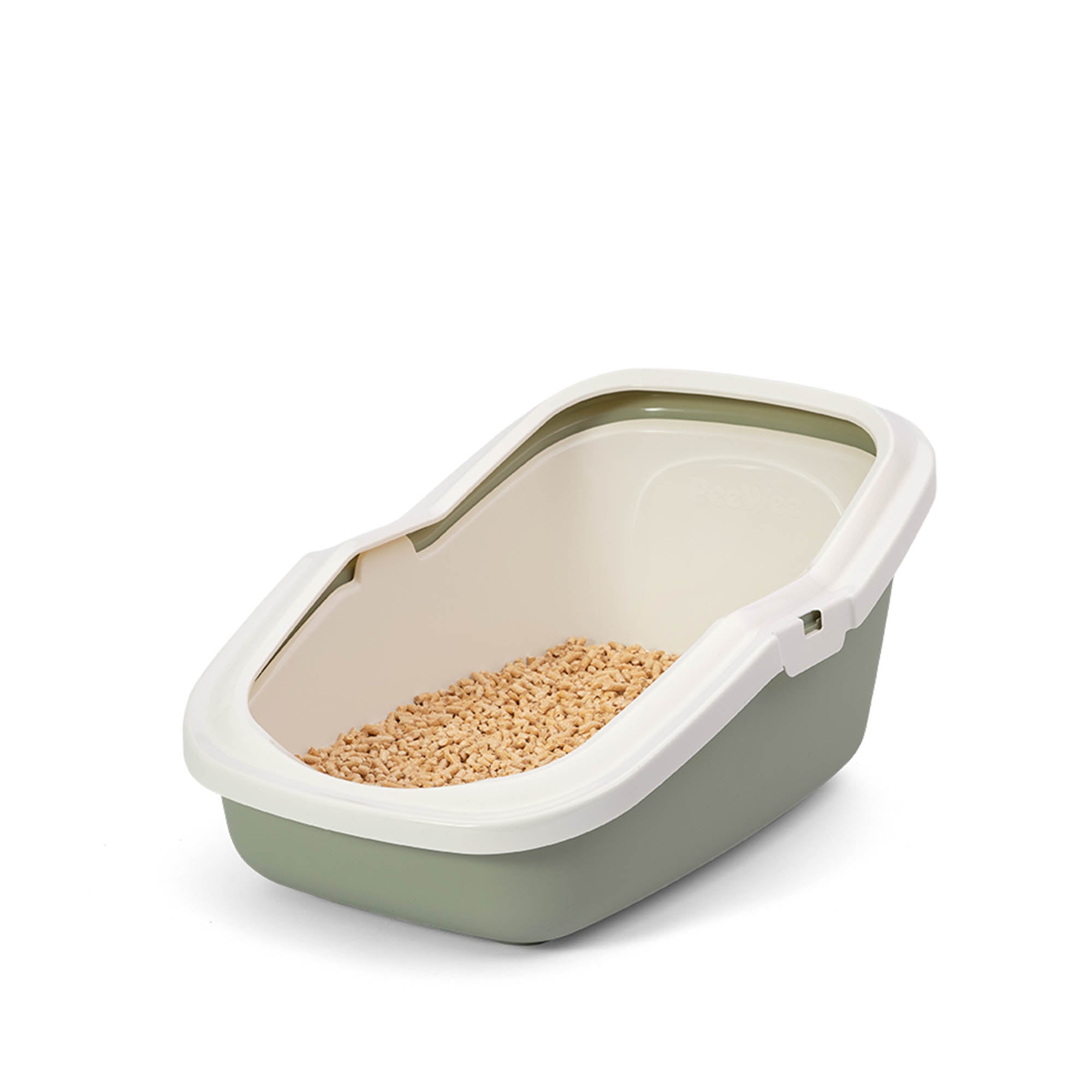 PeeWee EcoMinor otwarta kuweta, szałwiowa – zestaw startowy + 3 kg żwirku (peletu) drzewnego