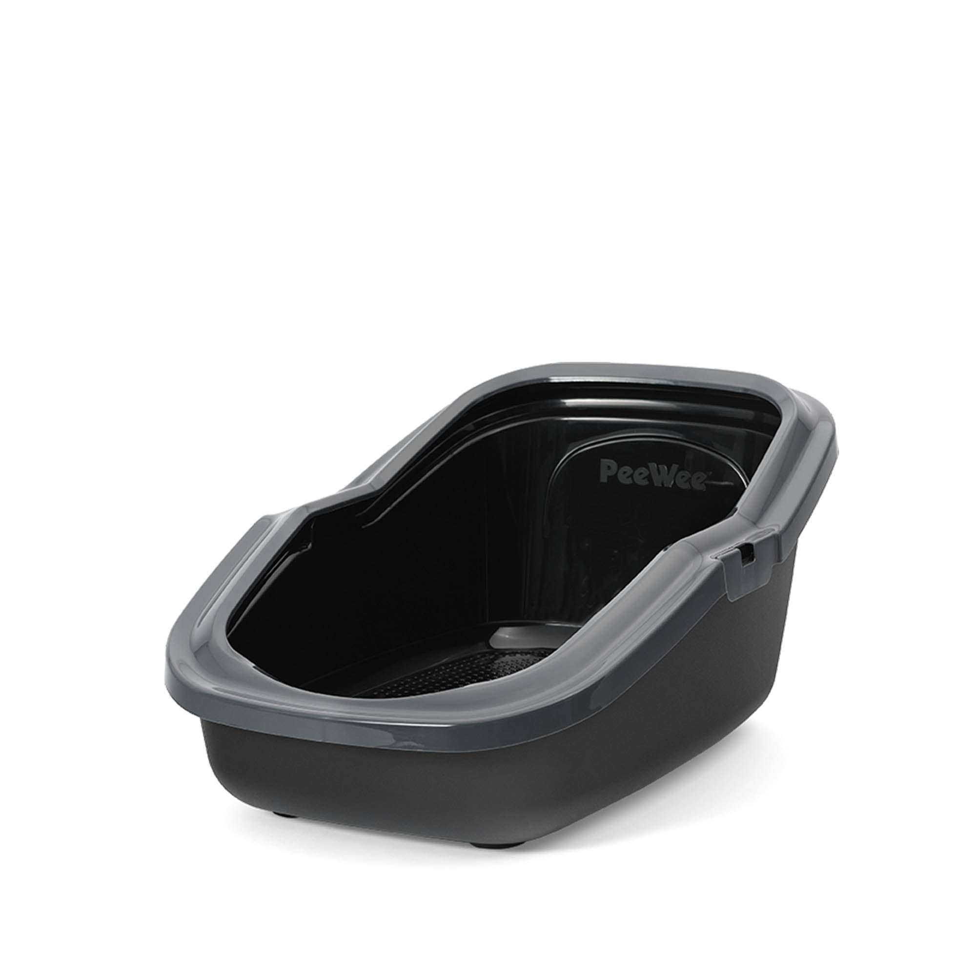 PeeWee EcoMinor otwarta kuweta, antracytowo-czarny – zestaw startowy + 3 kg żwirku (peletu) drzewnego