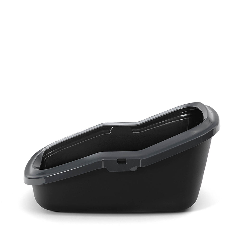 PeeWee EcoMinor otwarta kuweta, antracytowo-czarny – zestaw startowy + 3 kg żwirku (peletu) drzewnego