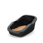 PeeWee EcoMinor otwarta kuweta, antracytowo-czarny – zestaw startowy + 3 kg żwirku (peletu) drzewnego