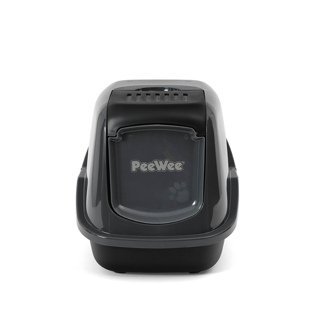 PeeWee EcoHus kuweta z obudową, antracytowo-czarny – zestaw startowy + 3 kg żwirku (peletu) drzewnego
