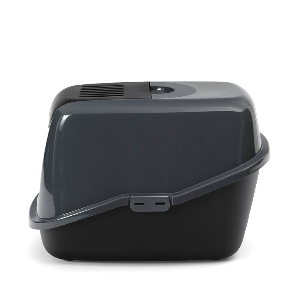 PeeWee EcoHus kuweta z obudową, antracytowo-czarny – zestaw startowy + 3 kg żwirku (peletu) drzewnego