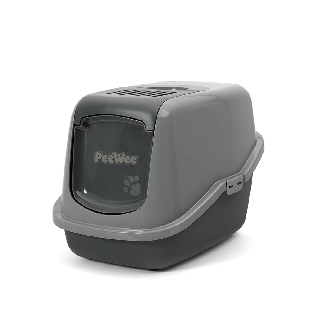 PeeWee EcoHus kuweta z obudową, szary – zestaw startowy + 3 kg żwirku (peletu) drzewnego