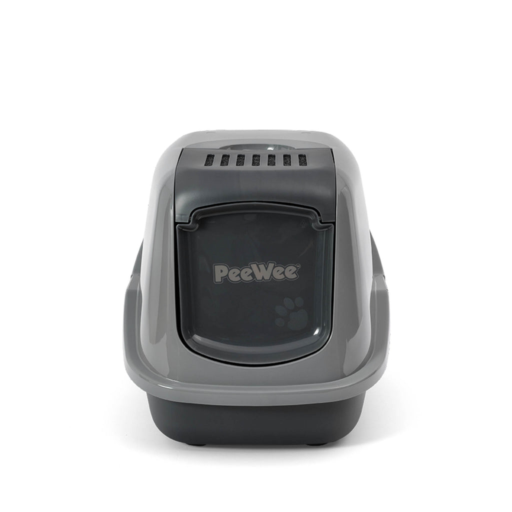 PeeWee EcoHus kuweta z obudową, szary – zestaw startowy + 3 kg żwirku (peletu) drzewnego